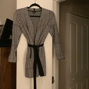 Ann Taylor factory sweater coat.  xxsp. Black and off white with removable belt.